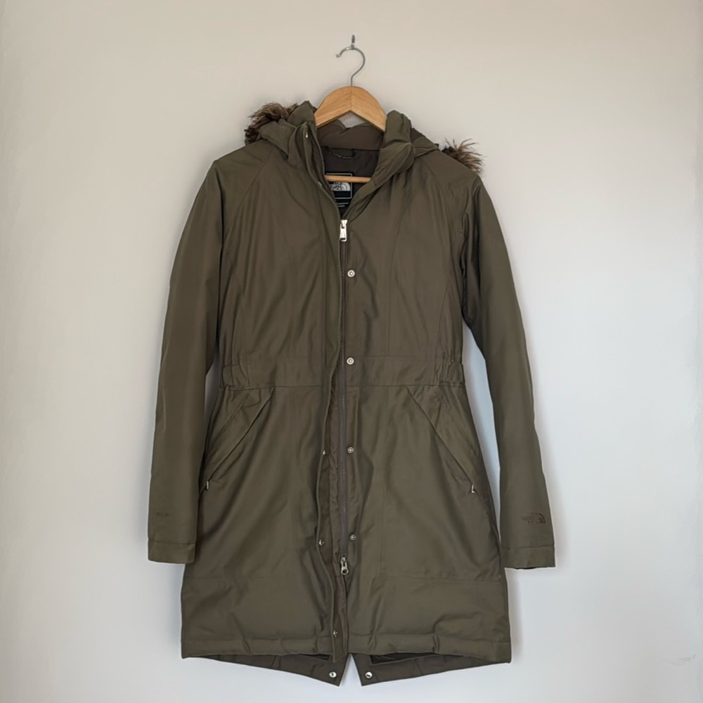 North Face Down Parka Olive Green Size S